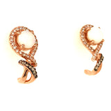 Aretes de ópalo con diamantes en oro rosado 14kt.