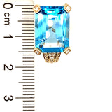 Aretes de topacio azul con diamantes en oro amarillo 14kt.