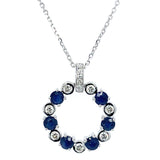 Collar de zafiros con diamantes en oro blanco 14kt.