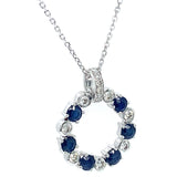 Collar de zafiros con diamantes en oro blanco 14kt.