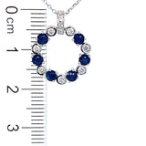 Collar de zafiros con diamantes en oro blanco 14kt.