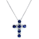 Collar de zafiros con diamantes en oro blanco 14kt.