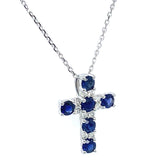 Collar de zafiros con diamantes en oro blanco 14kt.