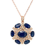 Collar de zafiro con diamantes en oro rosado 14kt.