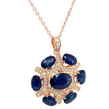 Collar de zafiro con diamantes en oro rosado 14kt.
