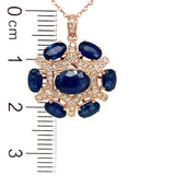 Collar de zafiro con diamantes en oro rosado 14kt.