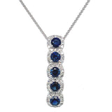 Collar de zafiros con diamantes en oro blanco 14kt.