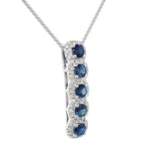 Collar de zafiros con diamantes en oro blanco 14kt.