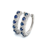 Aretes de zafiros con diamantes en oro blanco 14kt.