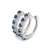 Aretes de zafiros con diamantes en oro blanco 14kt.