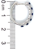 Aretes de zafiros con diamantes en oro blanco 14kt.