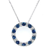 Collar de zafiros con diamantes en oro blanco 14kt.