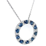 Collar de zafiros con diamantes en oro blanco 14kt.