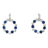 Aretes de zafiros con diamantes en oro blanco 14kt.