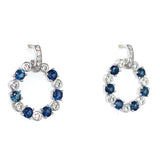 Aretes de zafiros con diamantes en oro blanco 14kt.