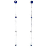 Aretes de zafiros con diamantes en oro blanco 14kt.