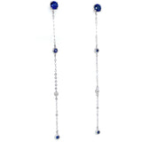 Aretes de zafiros con diamantes en oro blanco 14kt.