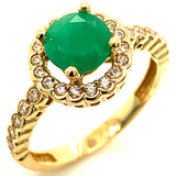Anillo de esmeralda con circones en oro amarillo 14kt.