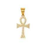 Dije (Cruz de la Vida) con circones en oro amarillo 10kt.