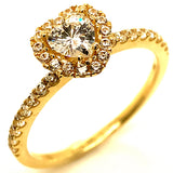 Anillo (Corazón) con circones en oro amarillo 10kt.