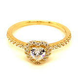 Anillo (Corazón) con circones en oro amarillo 10kt.