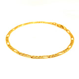 Pulsera (Fígaro Hueca) en oro amarillo 10kt. 19cm