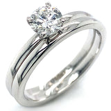 (LD) Set de anillos con diamante de laboratorio en oro blanco 10kt. D-0.75Cts.