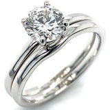 (LD) Set de anillos con diamante de laboratorio en oro blanco 10kt. D-1.00Cts.