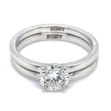 (LD) Set de anillos con diamante de laboratorio en oro blanco 10kt. D-1.00Cts.