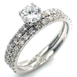 (LD) Set de anillos con diamantes de laboratorio en oro blanco 10kt. D-1.50Cts.