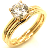 (LD) Set de anillos con diamante de laboratorio en oro amarillo 10kt. D-1.00Cts.