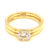 (LD) Set de anillos con diamante de laboratorio en oro amarillo 10kt. D-1.00Cts.