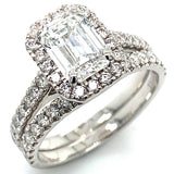 (LD) Set de anillos con diamantes de laboratorio en oro blanco 14kt. D-2.50Cts.