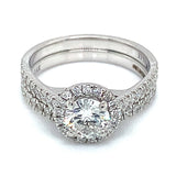 (LD) Set de anillos con diamantes de laboratorio en oro blanco 14kt. D-1.72Cts.