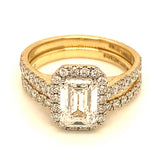 (LD) Set de anillos con diamantes de laboratorio en oro amarillo 14kt. D-2.50Cts.