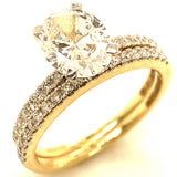 (LD) Set de anillos con diamantes de laboratorio en oro amarillo 14kt. D-2.14Cts.