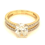 (LD) Set de anillos con diamantes de laboratorio en oro amarillo 14kt. D-2.14Cts.