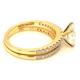 (LD) Set de anillos con diamantes de laboratorio en oro amarillo 14kt. D-2.14Cts.