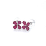 Aretes con rubí en oro blanco 18KT