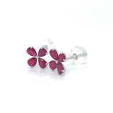 Aretes con rubí en oro blanco 18KT