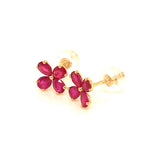 Aretes con rubí en oro amarillo 18KT