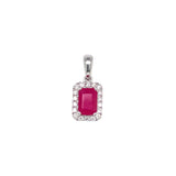 Dije con rubí y diamantes en oro blanco 18KT