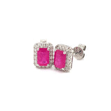Aretes de rubíes con diamantes en oro blanco 18kt.