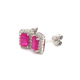 Aretes de rubíes con diamantes en oro blanco 18kt.