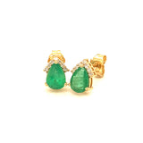 Aretes de esmeraldas con diamantes en oro amarillo 18kt.