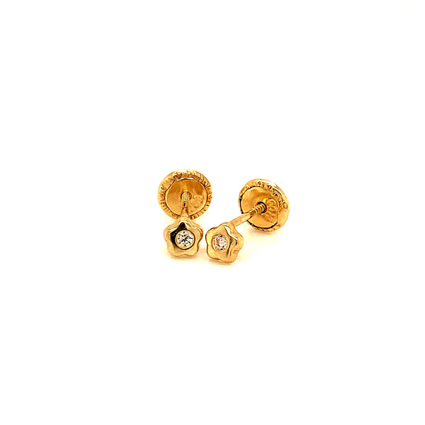 Aretes (flor) para bebés en oro amarillo 10kt.