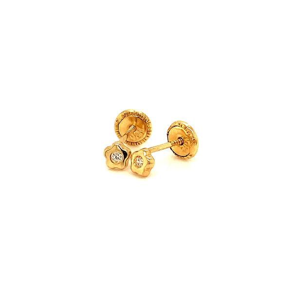 Aretes (flor) para bebés en oro amarillo 10kt.