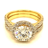 (LD) Set de anillos con diamantes de laboratorio en oro amarillo 14kt. D-3.5Cts.