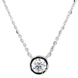 (LD) Collar con diamante de laboratorio en oro blanco 14kt. 42cm D-1.09CTS.