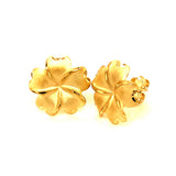 Aretes flor) en oro amarillo 10kt.